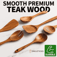thumbnail image 1 of Swayvoo Wooden Spoons for Cooking, 6-Piece 100% Natural Teak Wooden Utensils for Cooking — Heat Resistant, Non-Stick Safe, Wood Kitchen Utensil Set with No Holder, 1 of 7