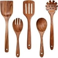 thumbnail image 1 of Wooden Spoons for Cooking Non-Stick Kitchen Pan Toolset 5 PCS Set,100%Natural Teak Kitchen Utensils Spatula, Wooden Cooking Utensils Spoons, Fried Spatula and Salad Fork, Pasta Spoon, Wooden Spoo, 1 of 7