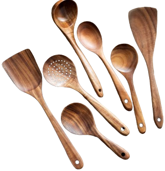 Wooden Spoons For Cooking, 7-piece Wooden Cooking Utensils Set, For Non-Stick Pan Kitchen Tool Ladle And Wok Spatulas