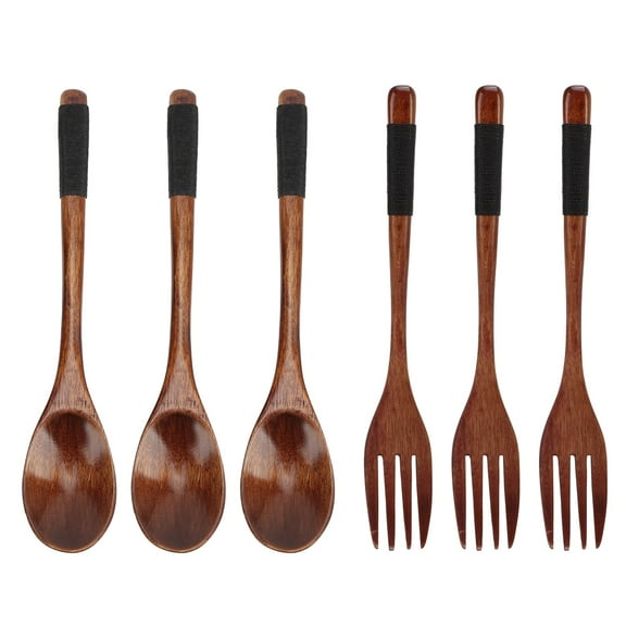 Wooden Spoons Forks Set Japanese Wooden Utensil Set Reusable Handmade Natural Wood Flatware Set for Cooking Stirring Eating