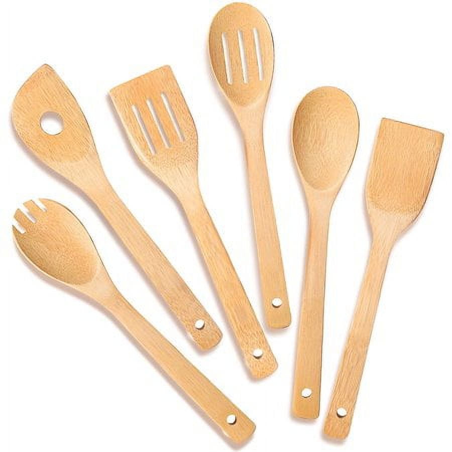 5pcs, Bamboo Ladles, Wooden Spoons Utensils, Bamboo Cooking Utensils Carve  Burned Wooden Spoon, Slotted Spatulas, Funny Kitchen Gadgets Non-stick
