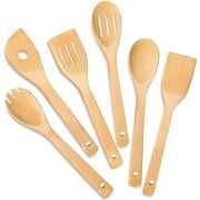 Wooden Spoons for Cooking 6-Piece Bamboo Utensil Set Apartment Essentials Wood Spatula Spoon Nonstick Kitchen Utensil Set