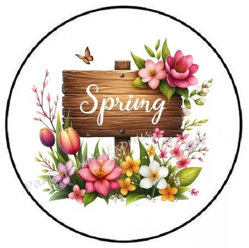 Wooden Spring Sign With Flowers Sticker Party Favors Sticker Envelope ...