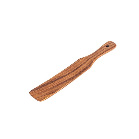 Wooden Spurtle, Non-stick Cookware Safe, 1 Piece Solid Teak Wooden Thin Spurtle, for Home Kitchen Cooking Frying Mixing Scraping, Heat Resistant Kitchen Utensil for Non-stick Pan