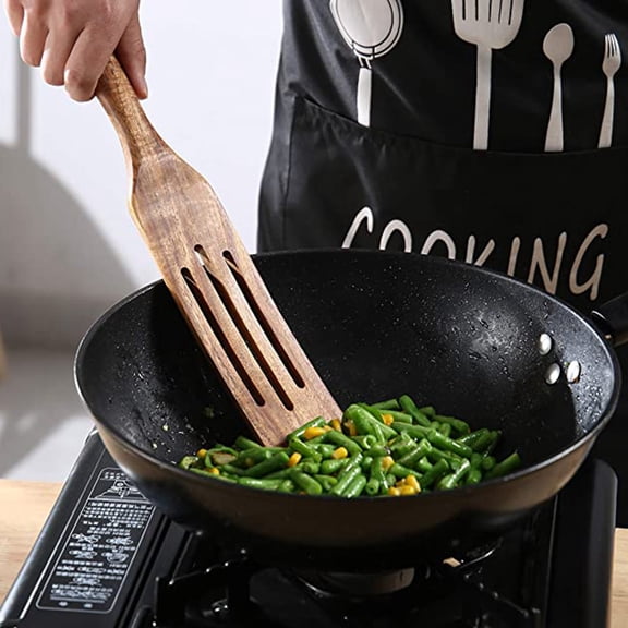 Wooden Spurtles Set (5Pcs) - Teak Wood Kitchen Tools Set - Heat Non Stick Wood Cookware for Stirring & Mixing