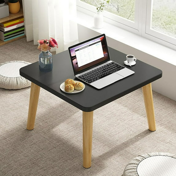 Wooden Square Coffee Table, 40x40x30cm Small Low Floor Table for Balcony, Bedroom, Living Room with Waterproof Top & Easy Clean