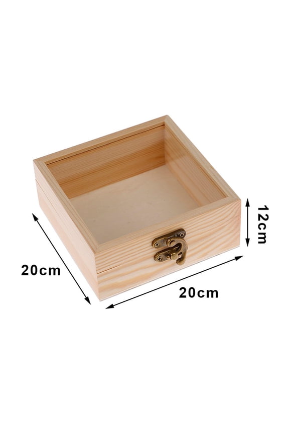 Wooden Square Hinged Storage Boxes Craft Storage Container Dust Jewelry Box