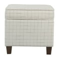 thumbnail image 1 of Wooden Square Ottoman with Grid Patterned Fabric Upholstery and Hidden Storage Beige and Brown - Saltoro Sherpi, 1 of 5