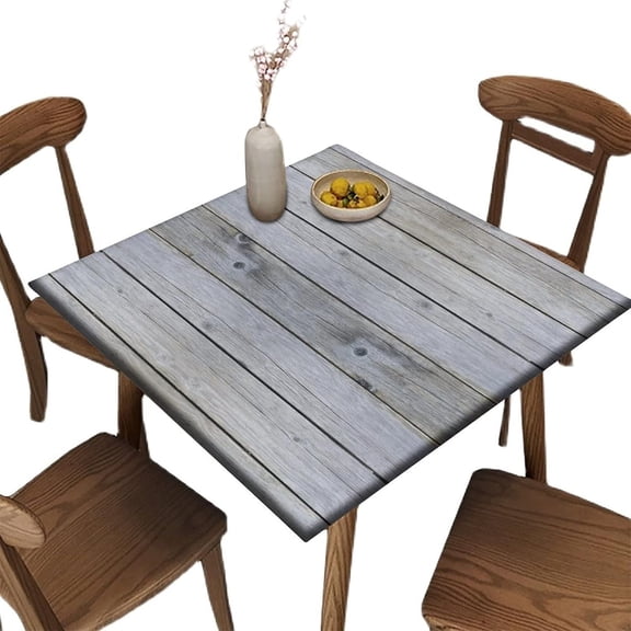 Wooden Square Tablecloth, Waterproof Fitted Table Cloth for Outdoor Indoor Picnic, Rustic Wood Panels Background Wipeable Elastic Polyester Table Cover, Fits Tables up to 36" Square