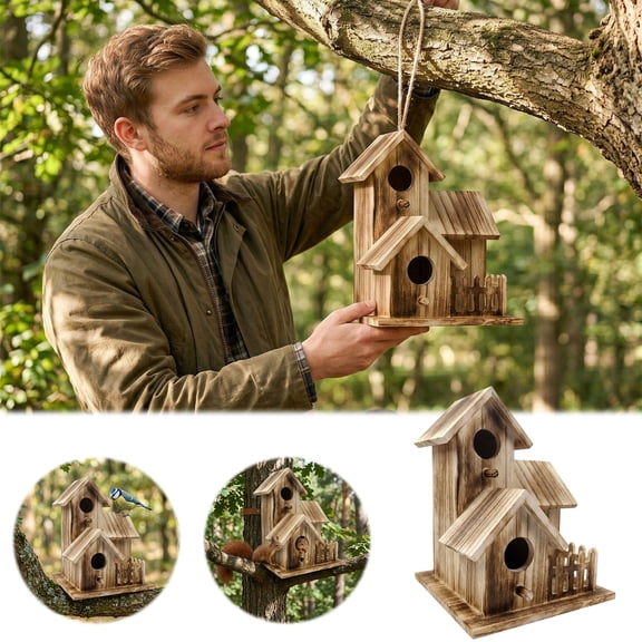 Wooden Squirrel Feeder For Garden Outdoor Use Shelter With Easy Design