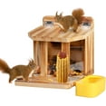 thumbnail image 1 of Wooden Squirrel Feeder with Water Bowl, Large Capacity Squirrels Feeders for Outside, Sturdy Construction, No Assembly Lovely Chipmunk Feeder for Corn, Peanuts, Nuts, Chestnuts (Brown-1pk), 1 of 7