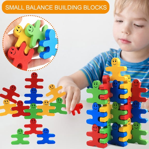 Wooden Stacking Toys,1Set Circus Hercules Acrobatic Troupe Interlock Toy,Balancing Building Blocks Game Toddler Puzzle Toys,for 3 4 5 6 Years Old or Adults