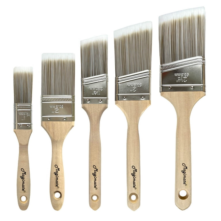 Wooden Stain Brush Angle Sash Paint Brushes for Wall Trim Furniture  Painting House Touch ups Assorted Lacquer Brushes 1 inch 1.5inch 2inch  2.5inch Flat Slant Brushes Variety Pack of 5 