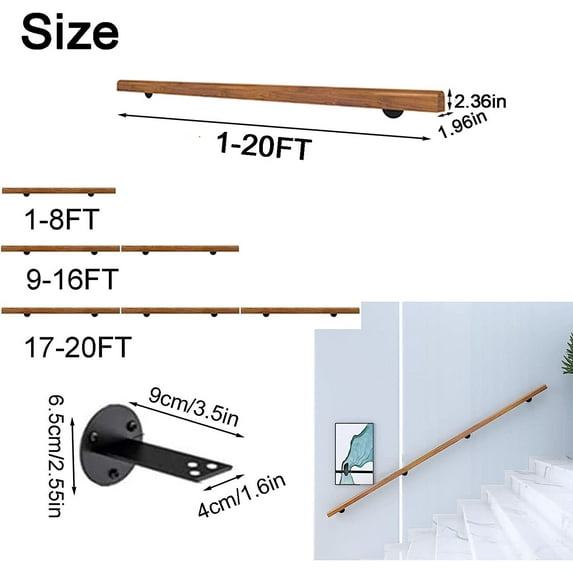 Wooden Stair Handrail - 4ft
