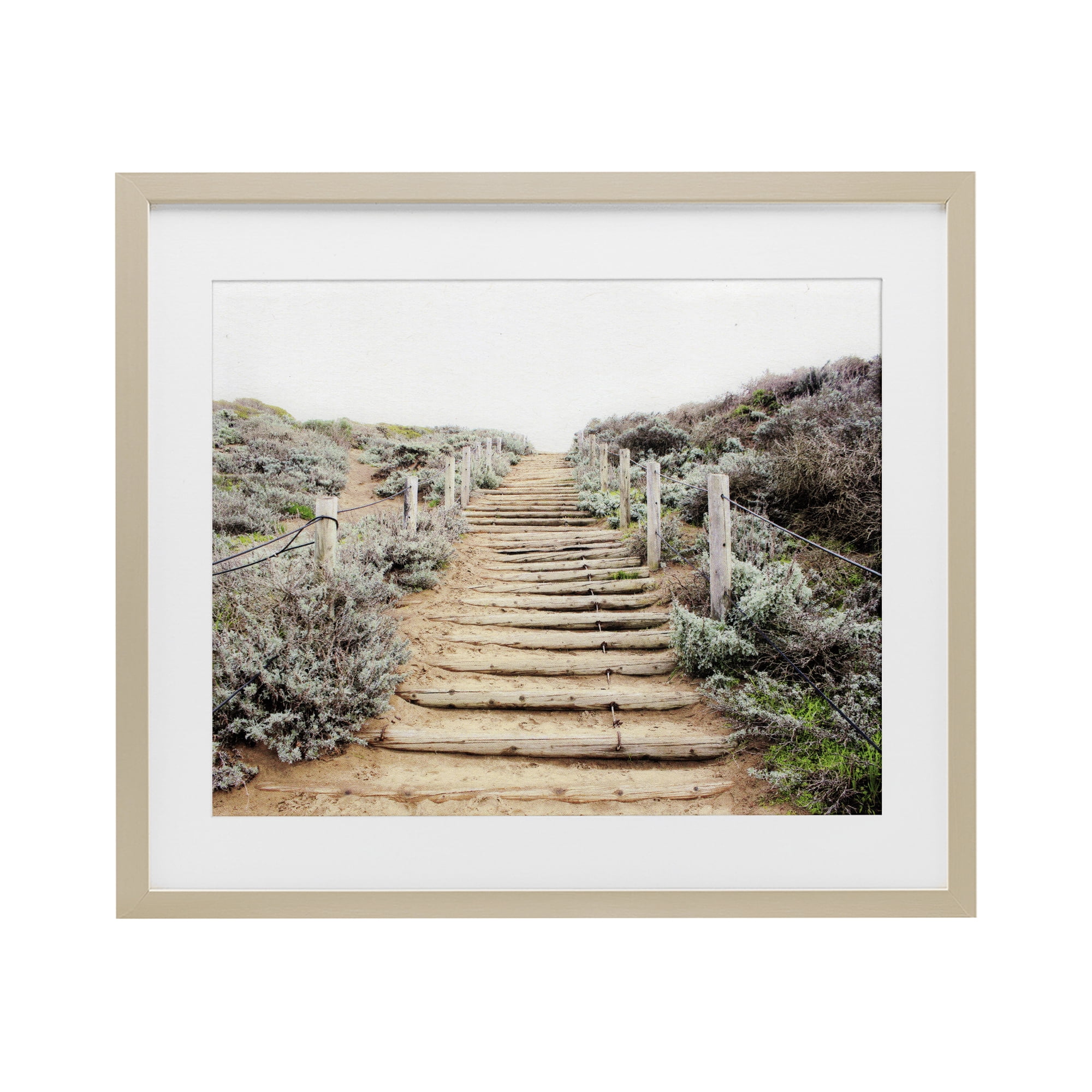 Wooden Stairway to Heaven Birch Framed Print Under Glass, design by Leah Noel Art