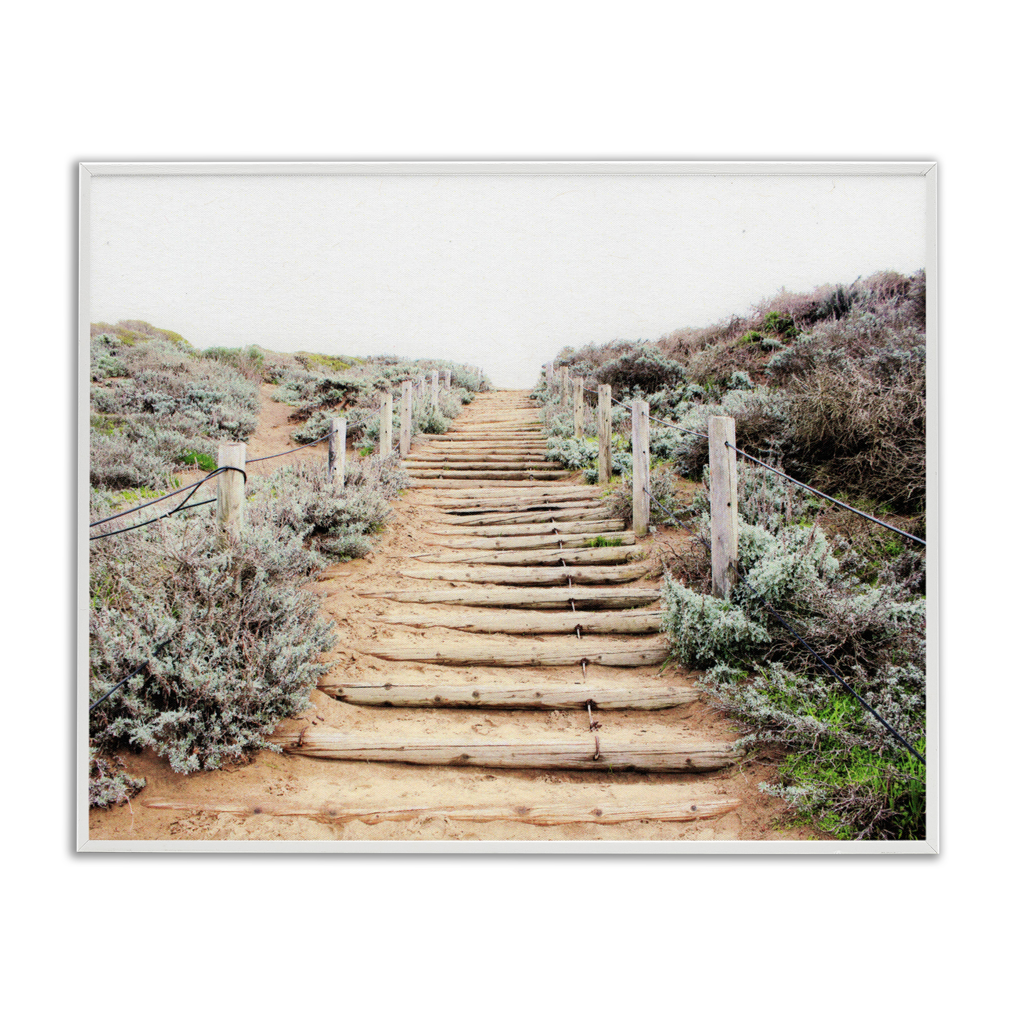 Wooden Stairway to Heaven White Framed Giclee Art, design by Leah Noel Art