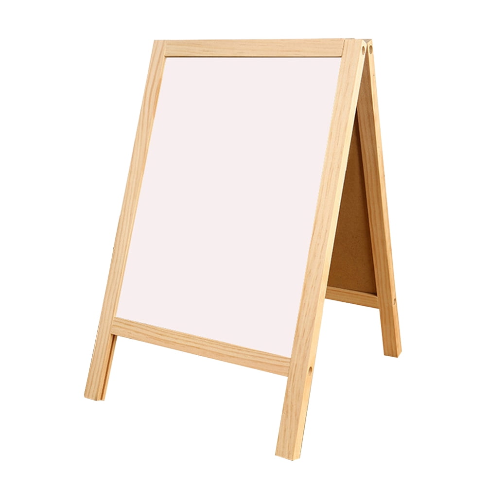 Wooden Stand Blackboard Double Side Message Draw Board White and Black