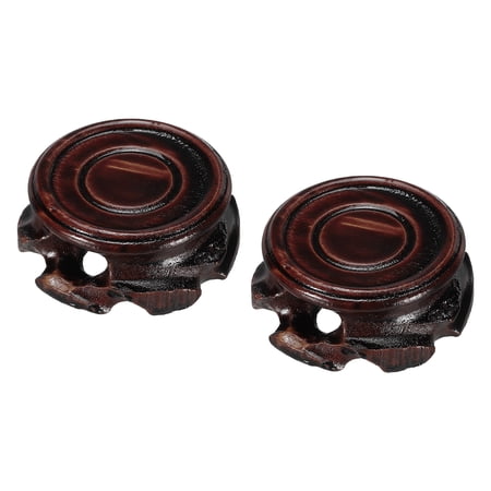 Uxcell Wooden Stand Holders Displays Base 40mm Diameter Black for Vase Bonsai Pack of 2