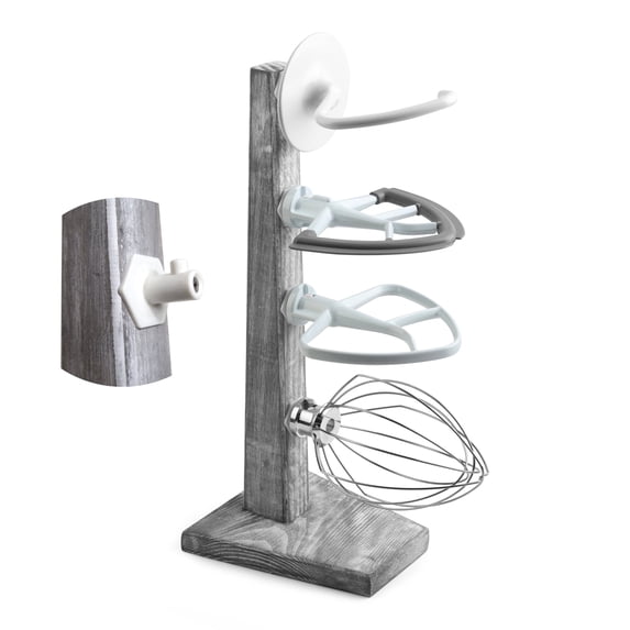 Wooden Stand Mixer Attachment Holder, Compatible with Kitchenaid Stand Mixer Attachments for Space-saving,Grey