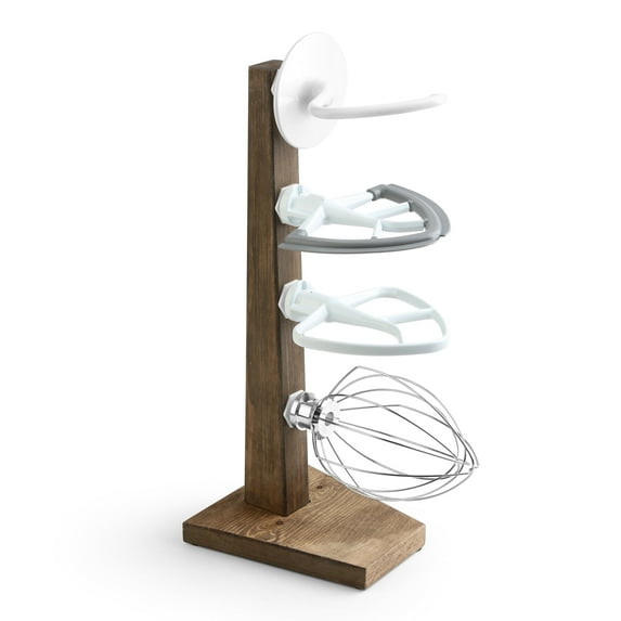 Wooden Stand Mixer Attachment Holder, Compatible with Kitchenaid Stand Mixer Attachments for Space-saving,Walnut