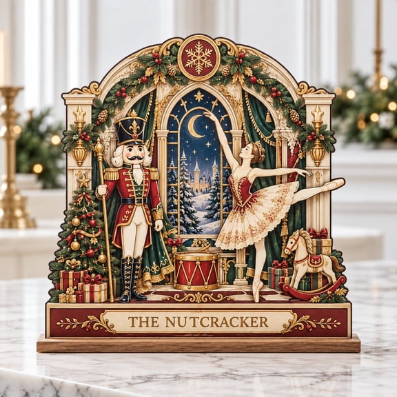 Wooden Stand Nutcracker Ballet 3D Christmas Decor Holiday Gift
