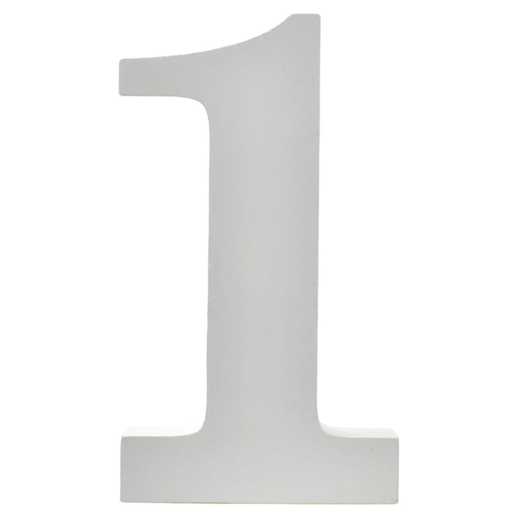 Wooden Standing Number 1, 43/4Inch White