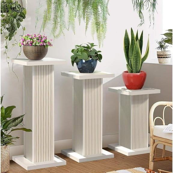 Wooden  Stands for Indoor Outdoor , Pedestal Display  Stands Indoor with Fluted Panel for Multiple , Potted  Holder for Garden Patio Home Wedding