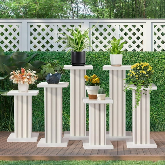 Wooden  Stands for Indoor Outdoor , Pedestal Display  Stands Indoor with Fluted Panel for Multiple , Potted  Holder for Garden Patio Home Wedding