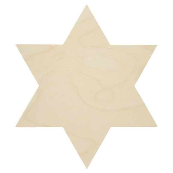Wooden Star of David Cutout 11-7/8-inch x 10-3/8-inch, Pack of 1 Unfinished Wood Cutouts for Hanukkah Decorations and Jewish Star Crafts, by Woodpeckers