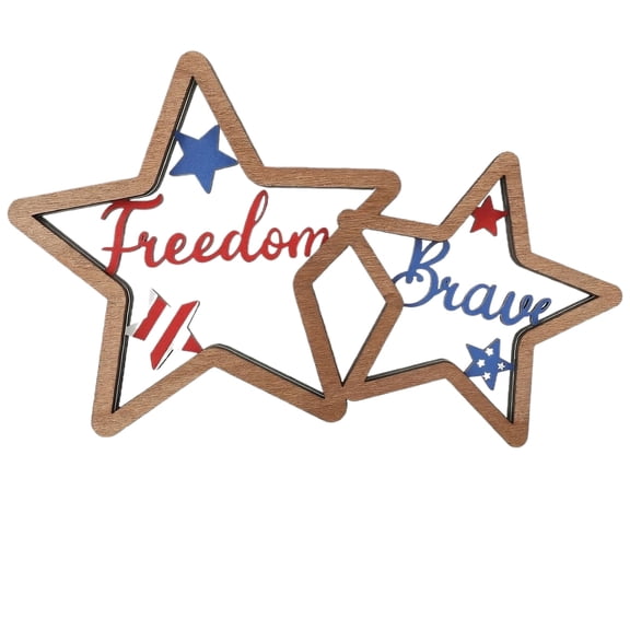 Wooden Star Decor, Patriotic 4Th Of July Rustic Tabletop Decoration, Independence Day Holiday Home Display 1 Pack