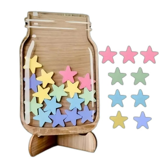Wooden Star Jar - Desktop Decorative Collectible for Trinkets Memories Home Décor