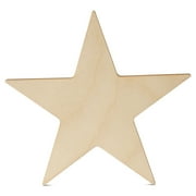 Wooden Star Shapes, 6 Inch Large Patriotic Natural Wood Cutouts, Bag of 5, Unfinished DIY Craft Wall Decor by Woodpeckers