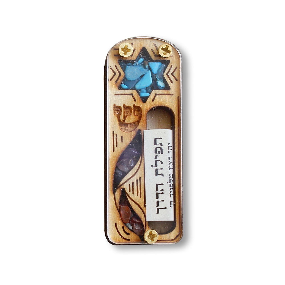 MY DAILY STYLES Wooden Star of David Car Mezuzah with Scroll