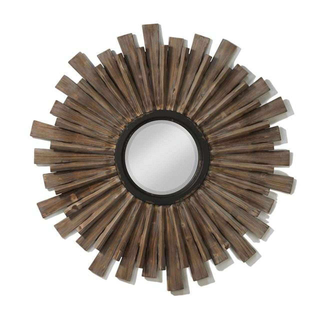 Wooden Starburst Wall Mirror, Brown
