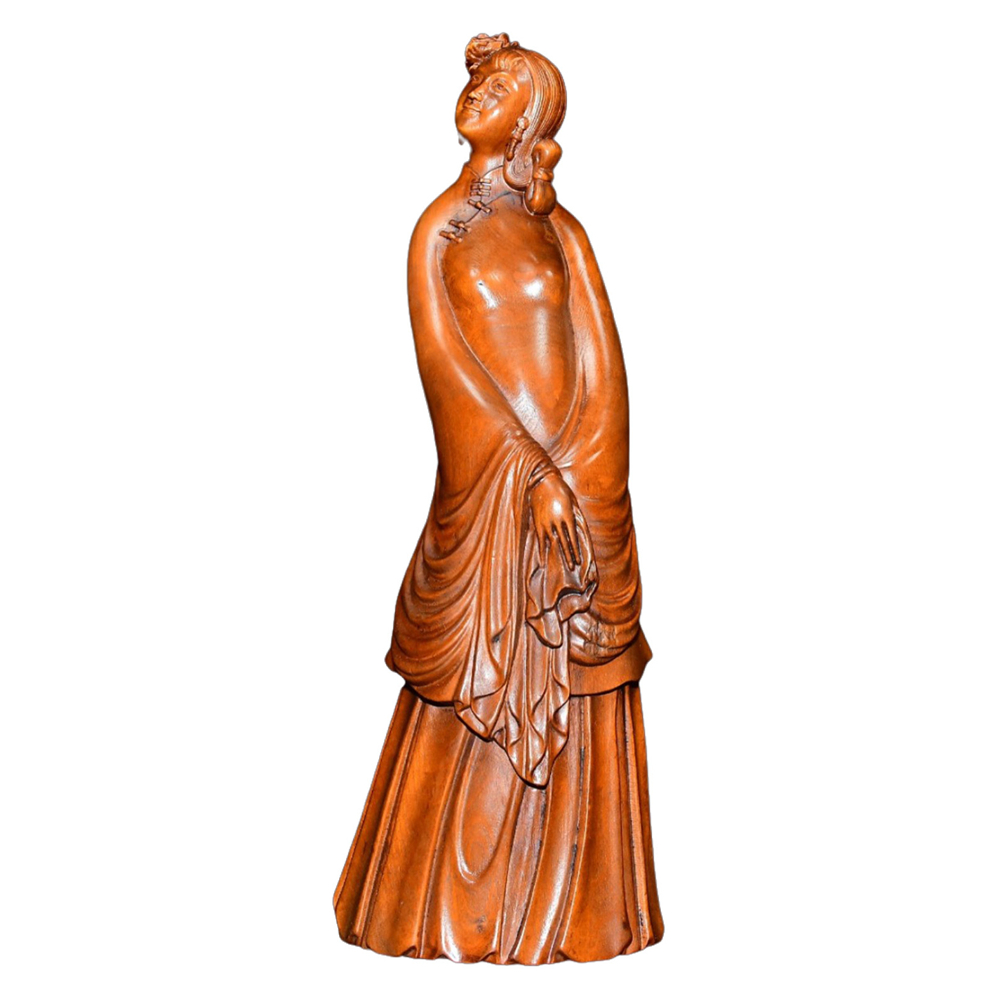 Wooden Statue Carving Carved Female Decor Lady Elegance Grace Beauty ...