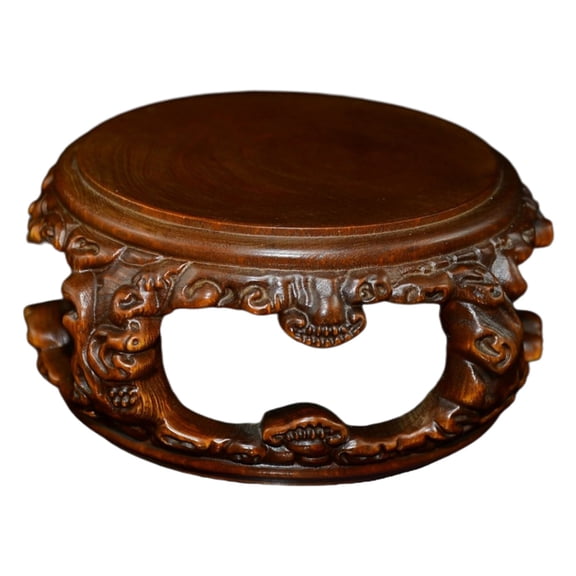 Wooden Statues For Home Decor Base Pedestal Stand Display Carved Chinese Handcrafted Ornate Stability Prosperity Elegance