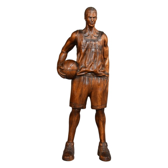 Wooden Statues Sculpture Basketball Figurine Carved Youth Passion Teamwork Nostalgia Courage Perseverance Dream Energy Victory