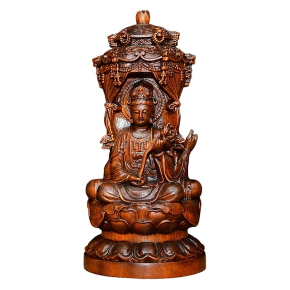 Wooden Statues Sculpture Buddha Buddhist Chinese Compassion Spiritual Meditation Blessing Token Symbol Emblem Decor Nordic Tiny