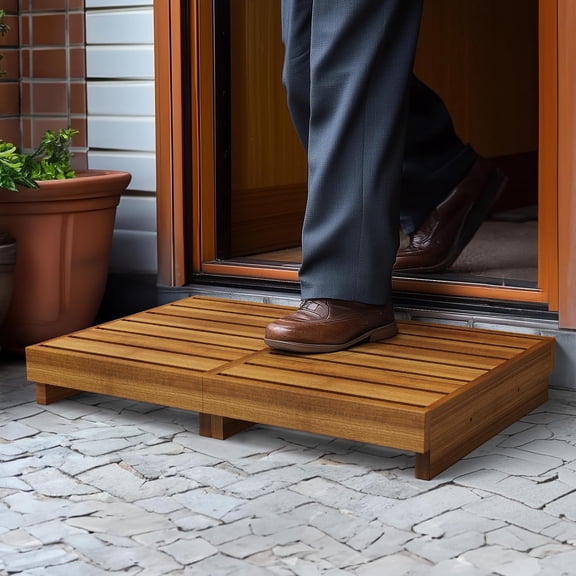Wooden Step Stool, 3.5" One Step, Non-Slip Outdoor Heavy Duty Platform Mobility Step for Handicap, Bedroom, Kitchen