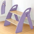 thumbnail image 1 of Wooden Step Stool, 300 lb. Load Capacity, with Safety Non-Slip Pads and Handles, Bamboo Step Stool for Bathroom and Kitchen, Children's Double Height (Purple), 1 of 16
