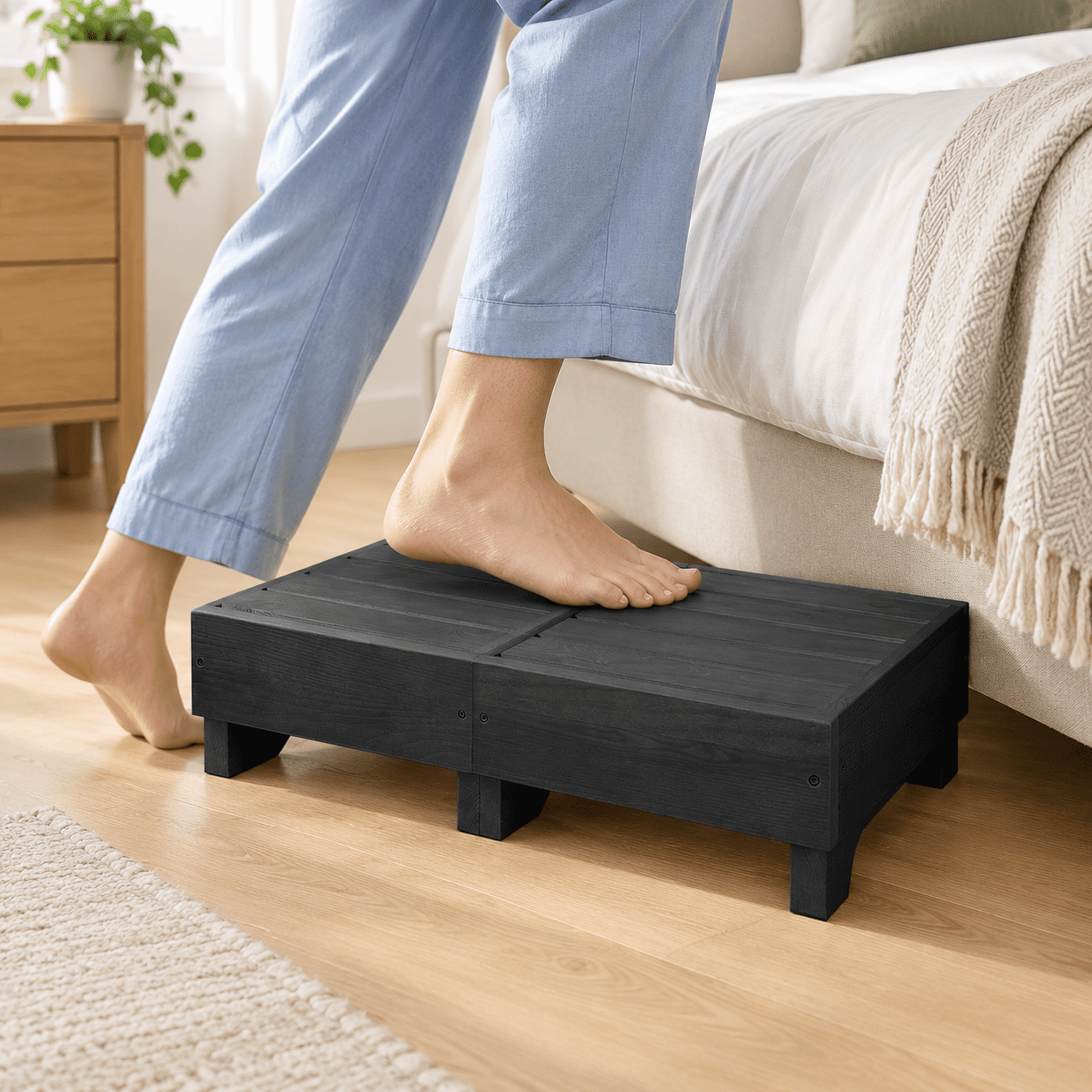 Wooden Step Stool 6 Inch Height for Adults, Bedroom, Kitchen, Living ...