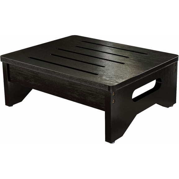 Wooden Step Stool for Adults & Kids, Non-Slip Rubber Feet, 6.5 INCH High, Lightweight Small Step, 450 LBS Capacity, Bed Step Stool for High Bed, Bathroom & Kitchen (Black)