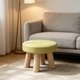 thumbnail image 1 of Wooden Step Stool Foot Stool Pouf Sofa Low Stool for Boy and Girl Round Small Stool Basement Shoe Changing Stool for Room Padded Seat, 1 of 7
