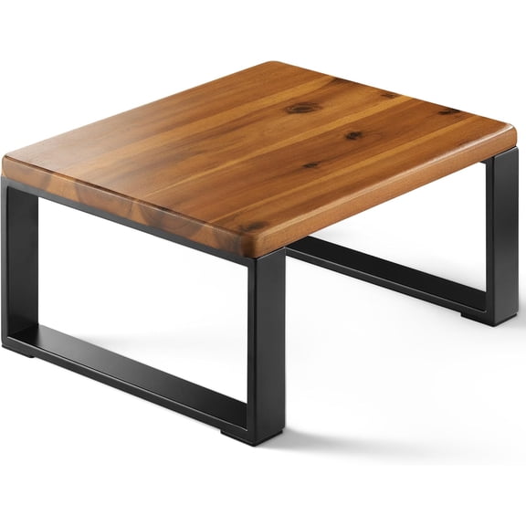 Wooden Step Stool, Heavy Duty One Step Stool for Adults, Wooden Stepping Stool with 450Lbs Capacity for Kitchen & Bathroom, Non-slip Wood Bedside Bed Steps with Robust Steel Frame for High Beds