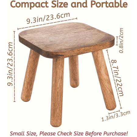 Wooden Step Stool, Non-Slip One Step Stool for Adults, Holds up to 300 Lbs, Portable & Sturdy, Footstool for Bedroom, Bathroom, Kitchen, Easy to Assemble