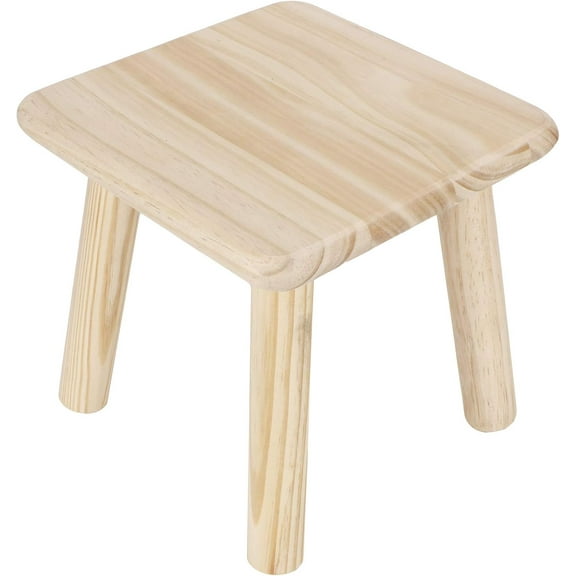 Wooden Step Stool with Rounded Corners, Solid Wood Construction for Enhanced Durability, Easy to Clean Smooth Surface, Detachable Legs for Versatile Use, Square Natural Wood (8.7