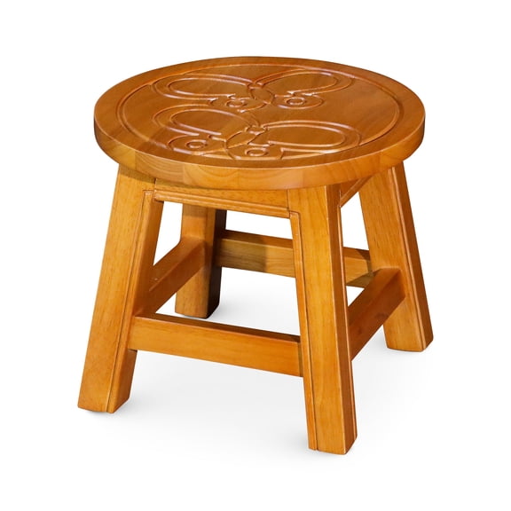 Wooden Step Stool with Whimsical Floral Design / Easy to Store, for Kids' Use