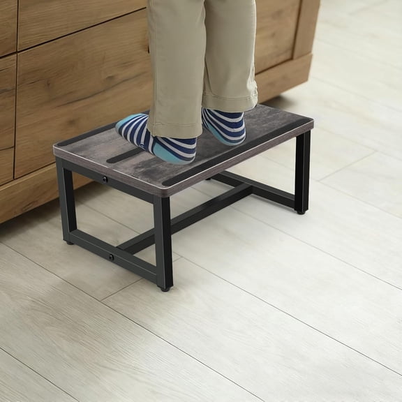 Wooden Step Stools for Non-Slip Rubber Feet, Heavy Duty Stepping Stools with 500-LBS Capacity for Bedroom Kitchen Bathroom, Bed Steps for High Beds, Easy to Assemble, Black$$