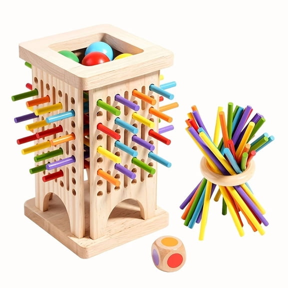 Wooden Stick Trap Game, Pizza Tower Balancing Puzzle Toy, Multiplayer Interactive Family Board Game for Kids and Adults, Educational Fine Motor Skill Development Toy