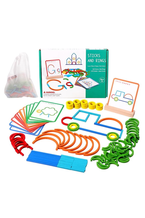 Wooden Sticks And Rings Puzzle Intelligence Game Educational Toy For Early Childhood Suitable As Party Favor And Helps With Spelling Learning Through Drop Blocks